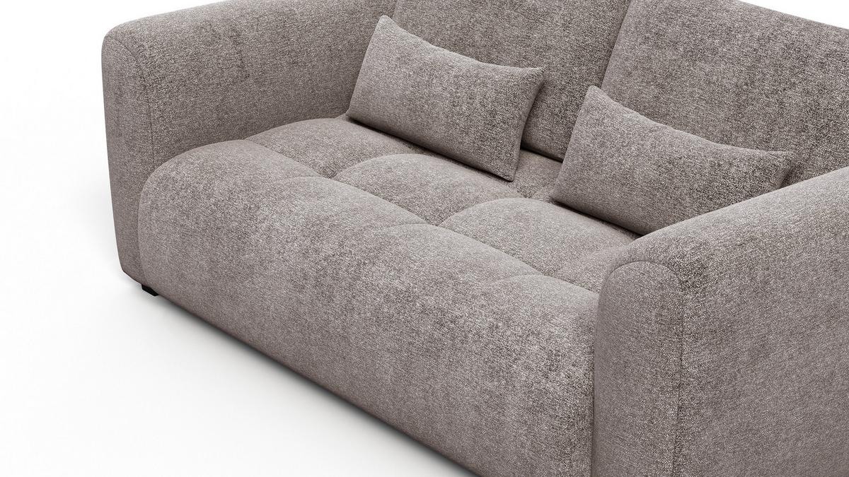 SOFA SORENO 3-Sitzer, dunkelbeige - Beige/Schwarz, Holz/Textil (214/94/114cm) - Wozimo