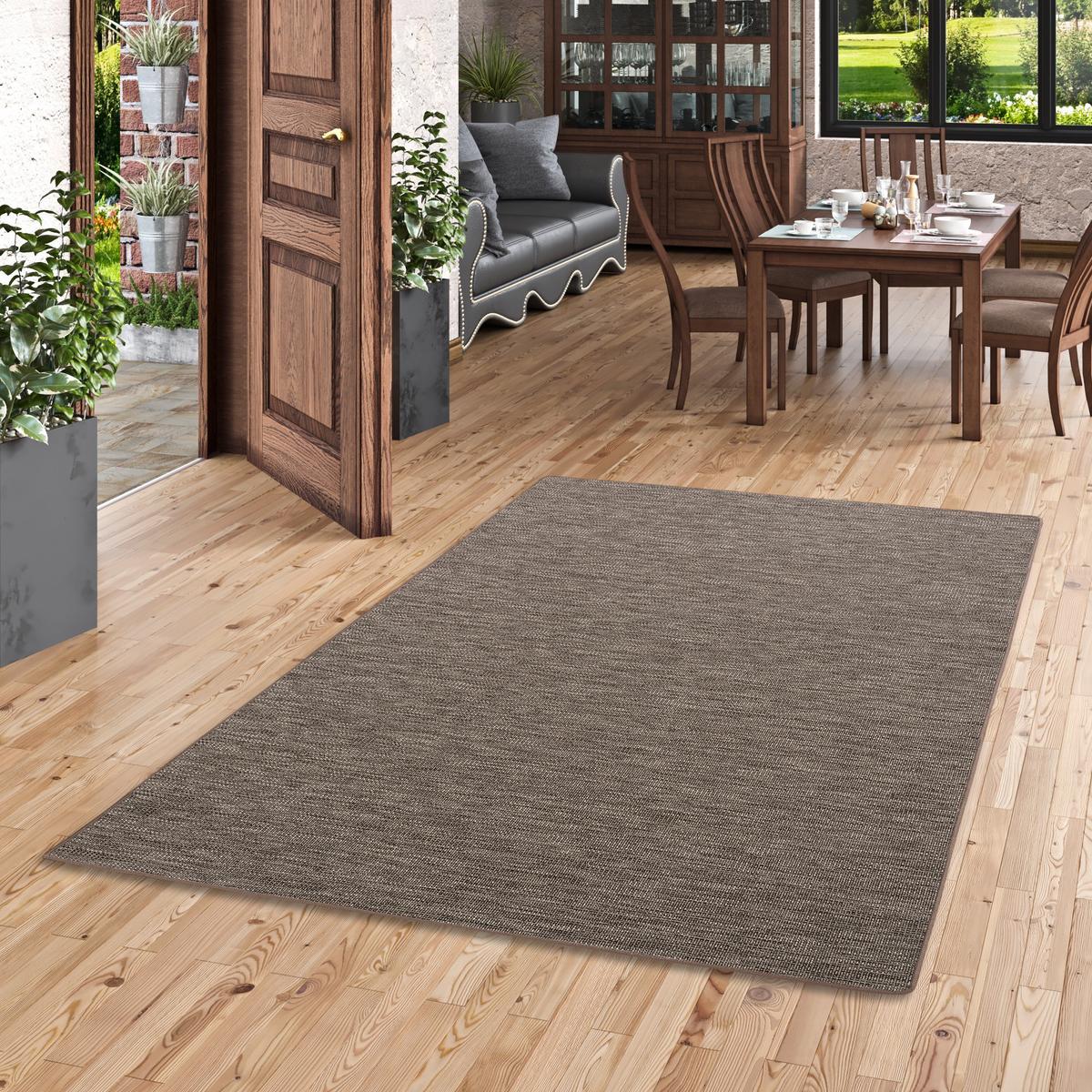 SISAL-OPTIK DESIGNER FLACHGEWEBE TEPPICH PURE MELIERT - Braun, Textil (80/320cm) - Snapstyle