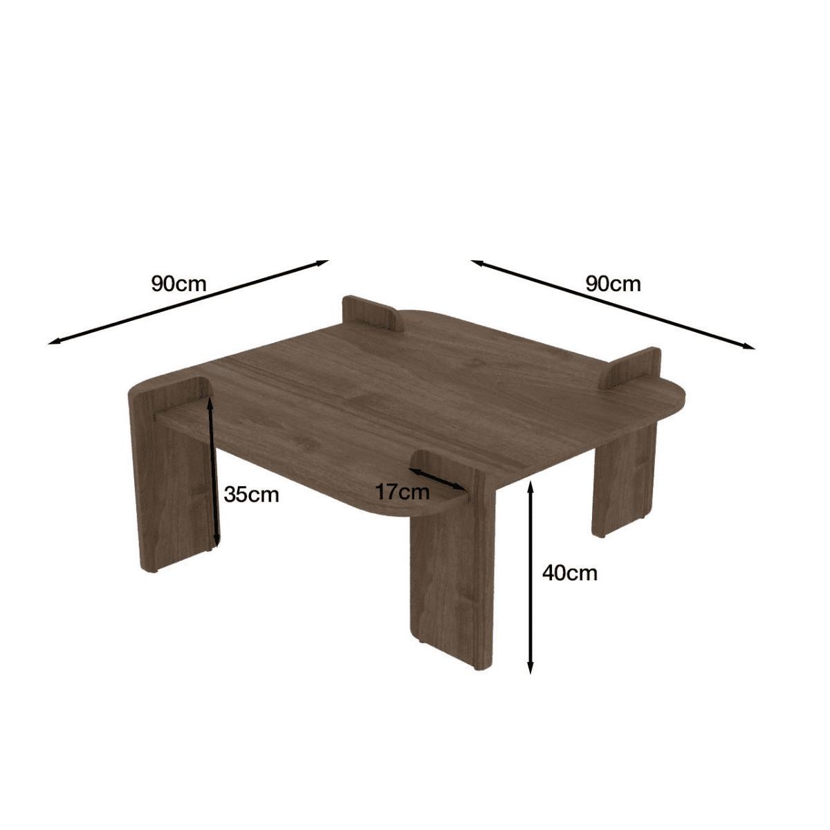COUCHTISCH mit quadratischer platte 90/90/35 cm - Naturfarben, Holzwerkstoff (8/90/35cm) - Calicosy