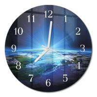 WANDUHR aus Glas Ø30 cm - Das Universum der Erde - Blau, Glas (30/30/0.4cm) - TULUP