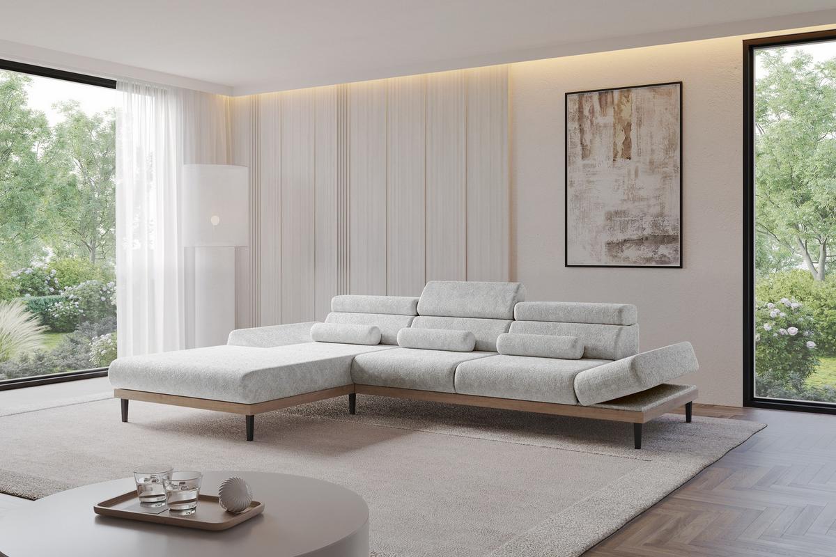 ELEKTRISCHES ECKSOFA Links MONA 316x205x85 Grau Velours - Grau, Holzwerkstoff/Textil (316/205cm) - ALTDECOR
