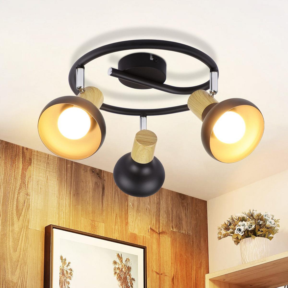 DECKENSTRAHLER Levalley 3-flammig 25/25/15.5cm - Schwarz, Metall (25/25/15.5cm) - Nettlife