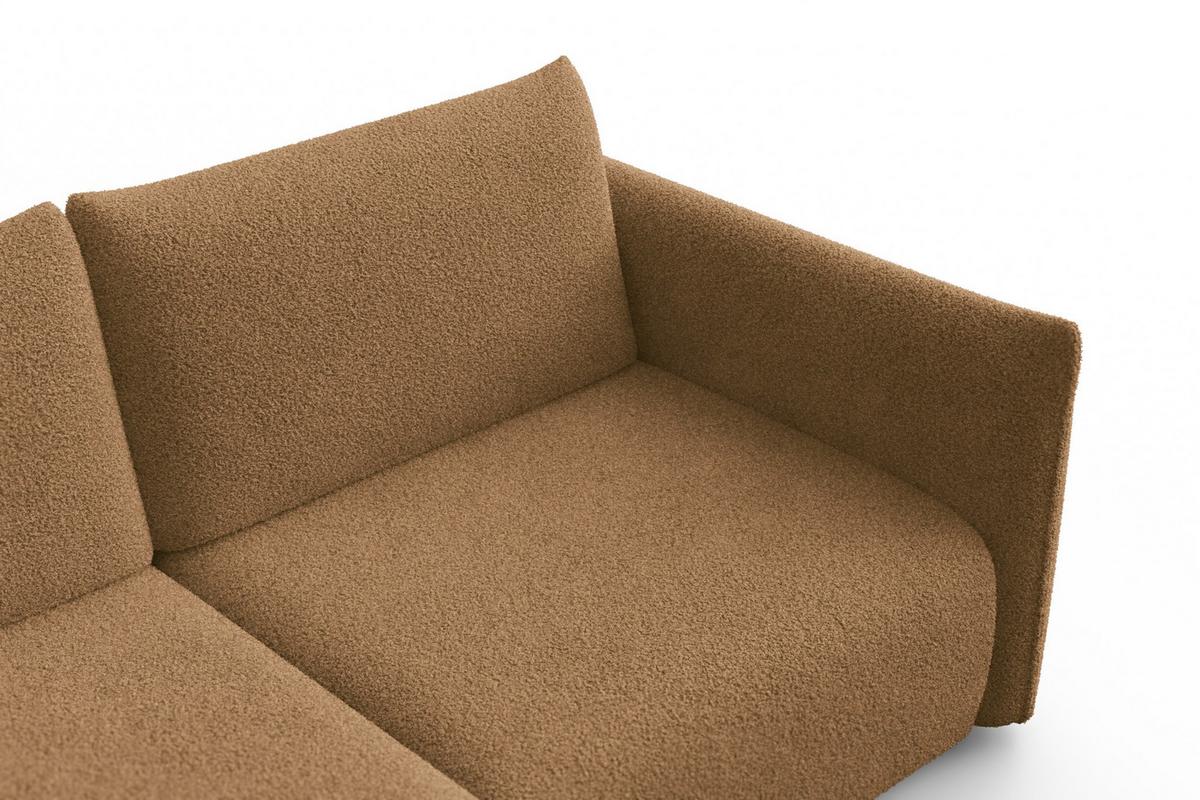 ECKSOFA TAUER 3-Sitzer LINKS, Bouclé-Stoff braun - Schwarz/Braun, Holz/Textil (173/206cm) - Courtois Laville