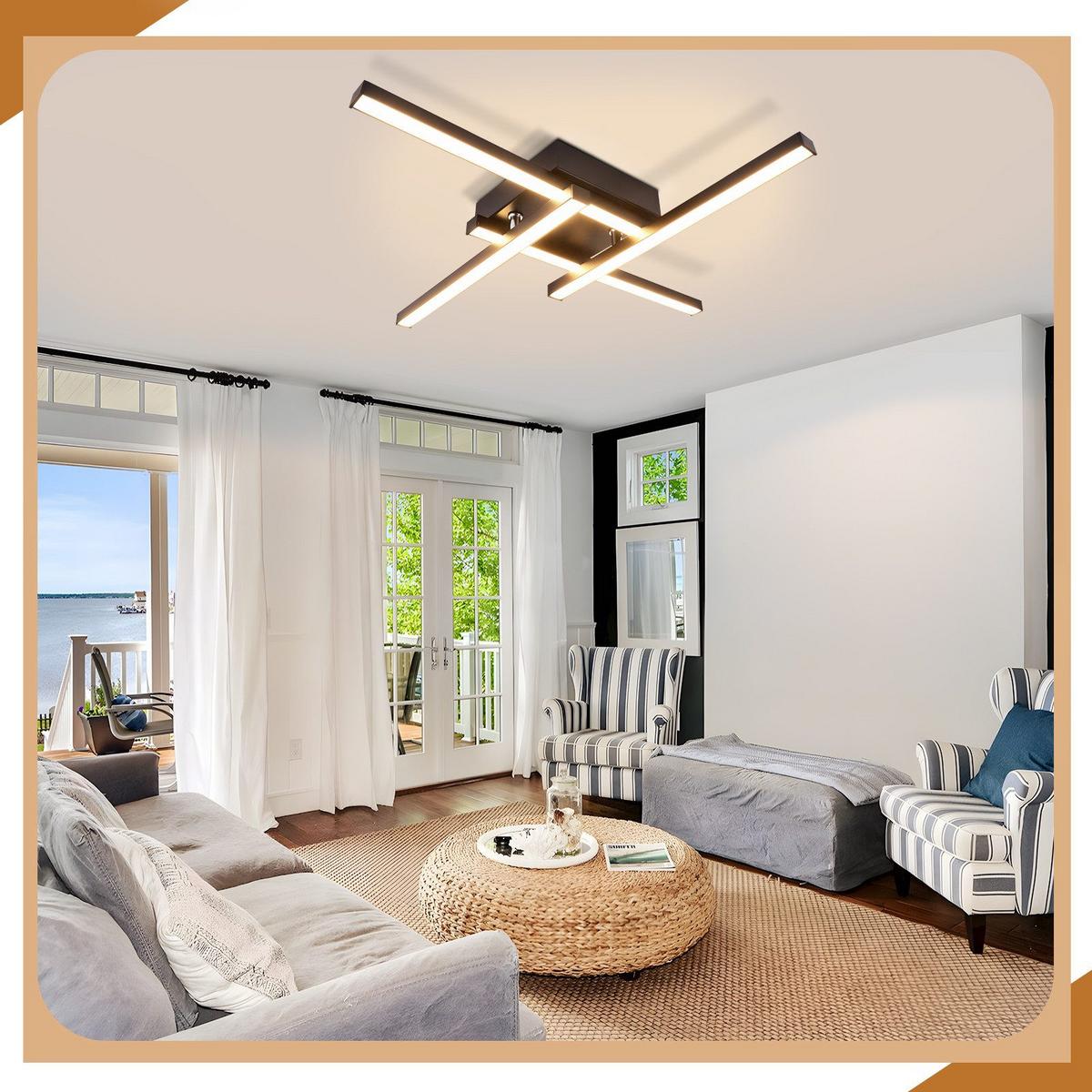 LED-DECKENLEUCHTE Cuxhaven 45.5/45.5/6.8 cm - Schwarz, Metall (45.5/45.5/6.8cm) - Nettlife