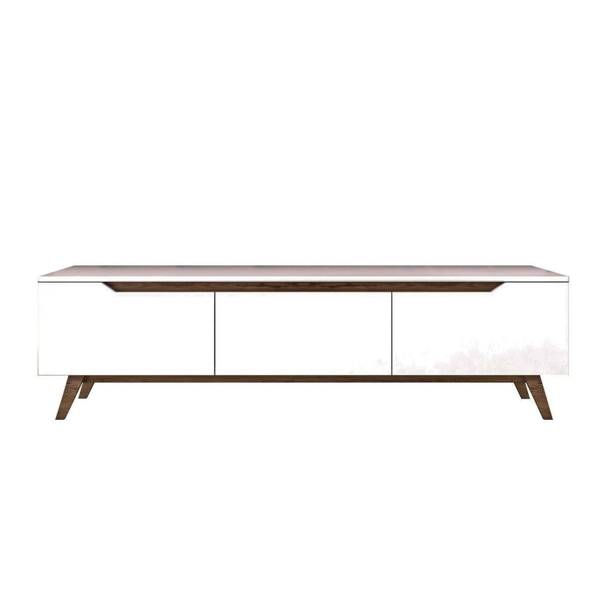 TV-MÖBEL mit 3 Türen weiß - L180 cm - Weiß, Holzwerkstoff (35/48.6/12.5cm) - Calicosy