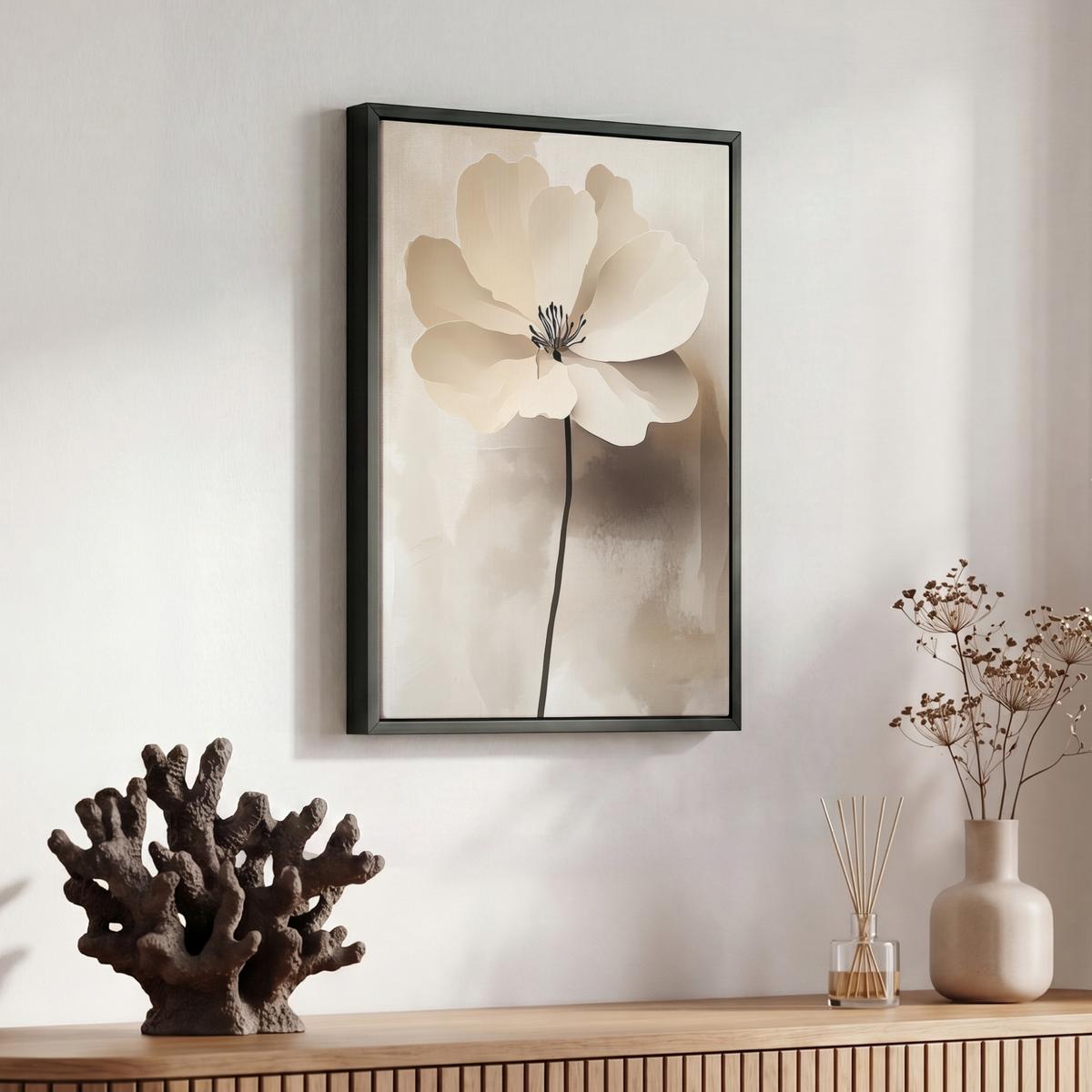 LEINWAND Bilder mit Rahmen - Blume - Beige - Farbe - Schatten - 30x40 - Creme, Textil (30/40cm) - MuchoWow