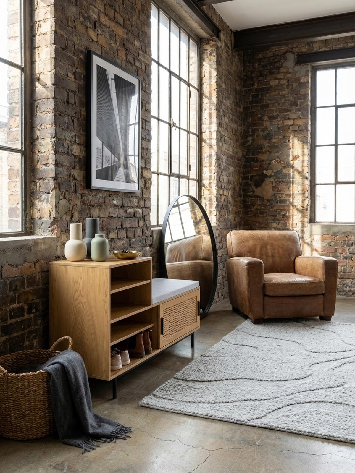 SCHUHBANK – Eiche-Dekor, 120x75,5x40 cm, Rattan-Elemente, Sitzbank gepolstert - Schwarz/Braun, Textil/Metall (120/76/40cm) - KADIMA DESIGN