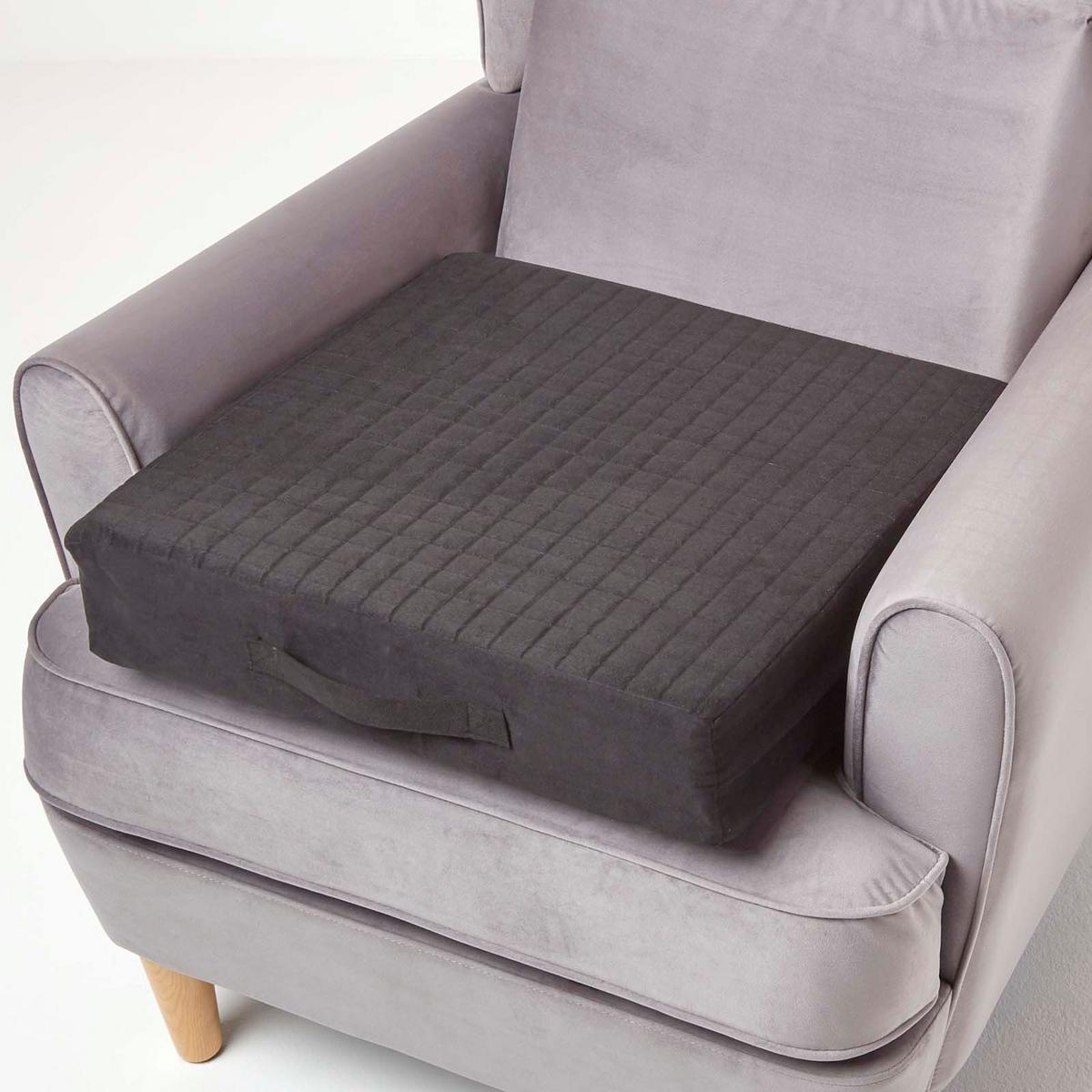 SITZKISSEN-BEZUG schwarz 50/50/10 – Kissenhülle wattiert, Velours - Schwarz, Textil (50/50/10cm) - Homescapes