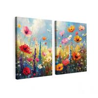 LEINWANDBILD 2er Set Blumen - Frühling - Farbenfroh - Sommerlich 60x40 cm - Orange, Textil (60/40cm) - MuchoWow