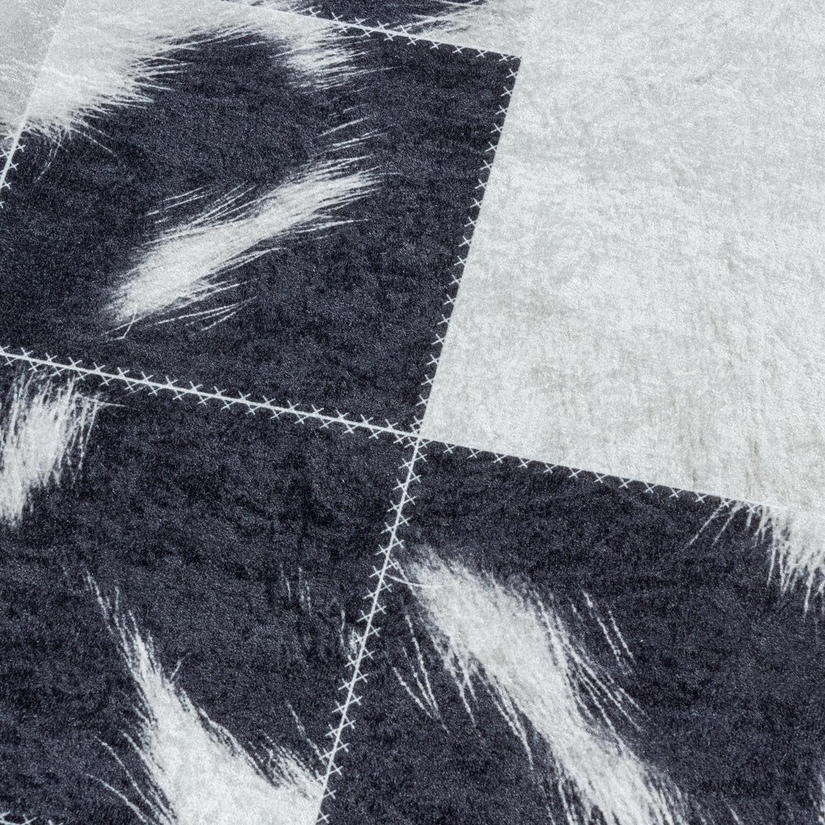 TEPPICH Flachgewebe Waschbar PIZOL in Schwarz, im Patchwork-Stil, 200 x 290 cm - Schwarz, Textil (290/200cm) - KADIMA DESIGN