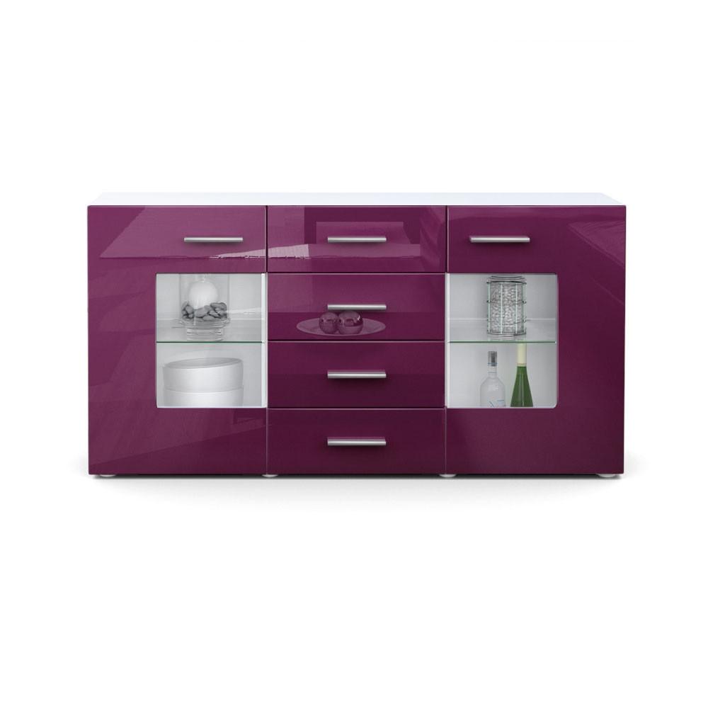 SIDEBOARD Noah Brombeer Hochglanz - Brombeere, Holzwerkstoff (139/72/35cm) - Vladon