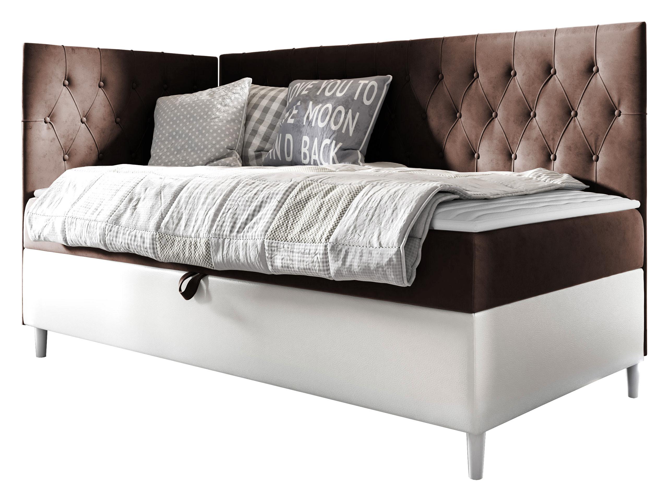 BOXBETT Filip Junior 3, Seite zum Öffnen des Bettkastens: Links - H3 - Weiß/Braun, Holz (90/200cm) - MIRJAN24