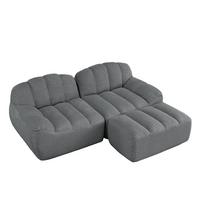 ECKSOFA aus granuliertem Fleece, frameless Lounge-Design ohne Montage - Grau, Textil (210/165cm) - Urban Meuble