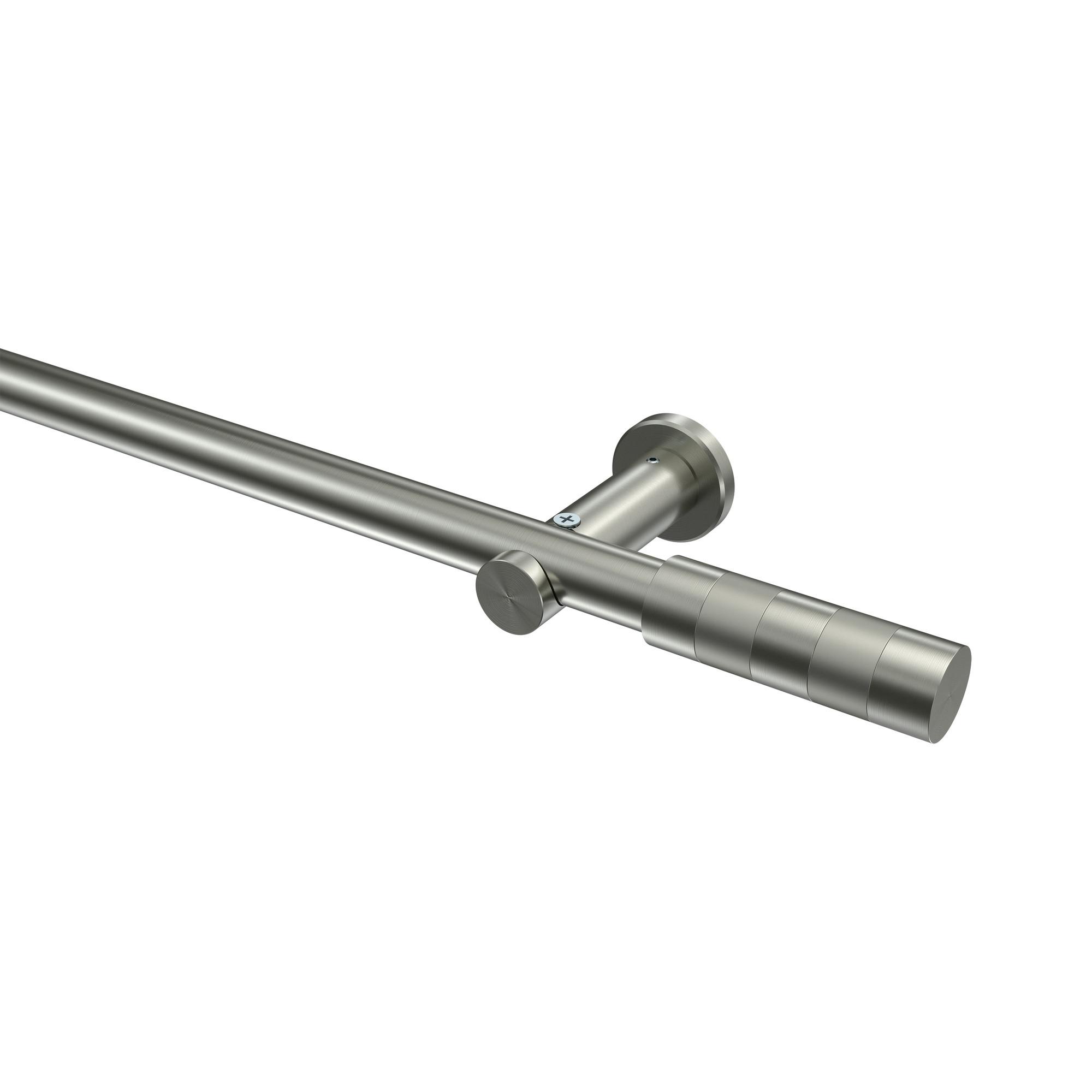 GARDINENSTANGE Platon Mavell 160 cm, 1-läufig (ohne Ringe), 20 mm Ø Edelstahl-Optik - Edelstahlfarben/Silberfarben, Metall (160cm) - INTERDECO