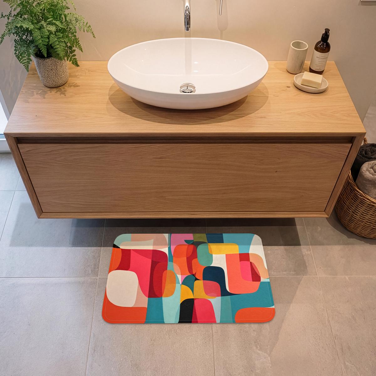 BADEMATTE Formen - Bunt - Abstrakt - Flugzeuge 60x40 cm - Multicolor, Textil (60/40cm) - OnlyWow