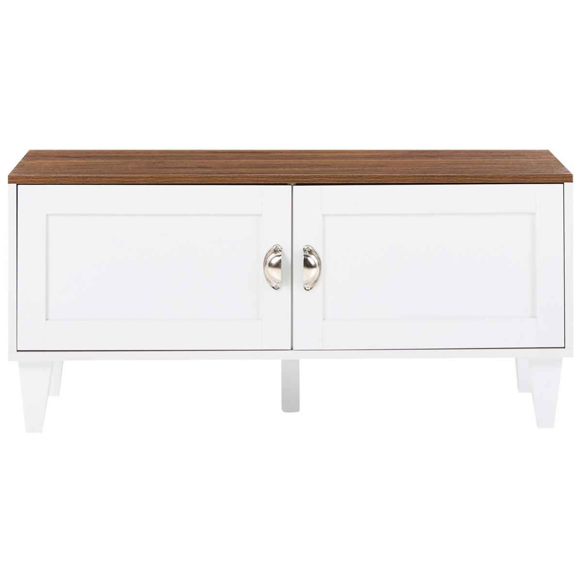 SCHUHSCHRANK Weiß Quebec - Dunkelbraun/Silberfarben, Holzwerkstoff (100/46/40cm) - Beliani