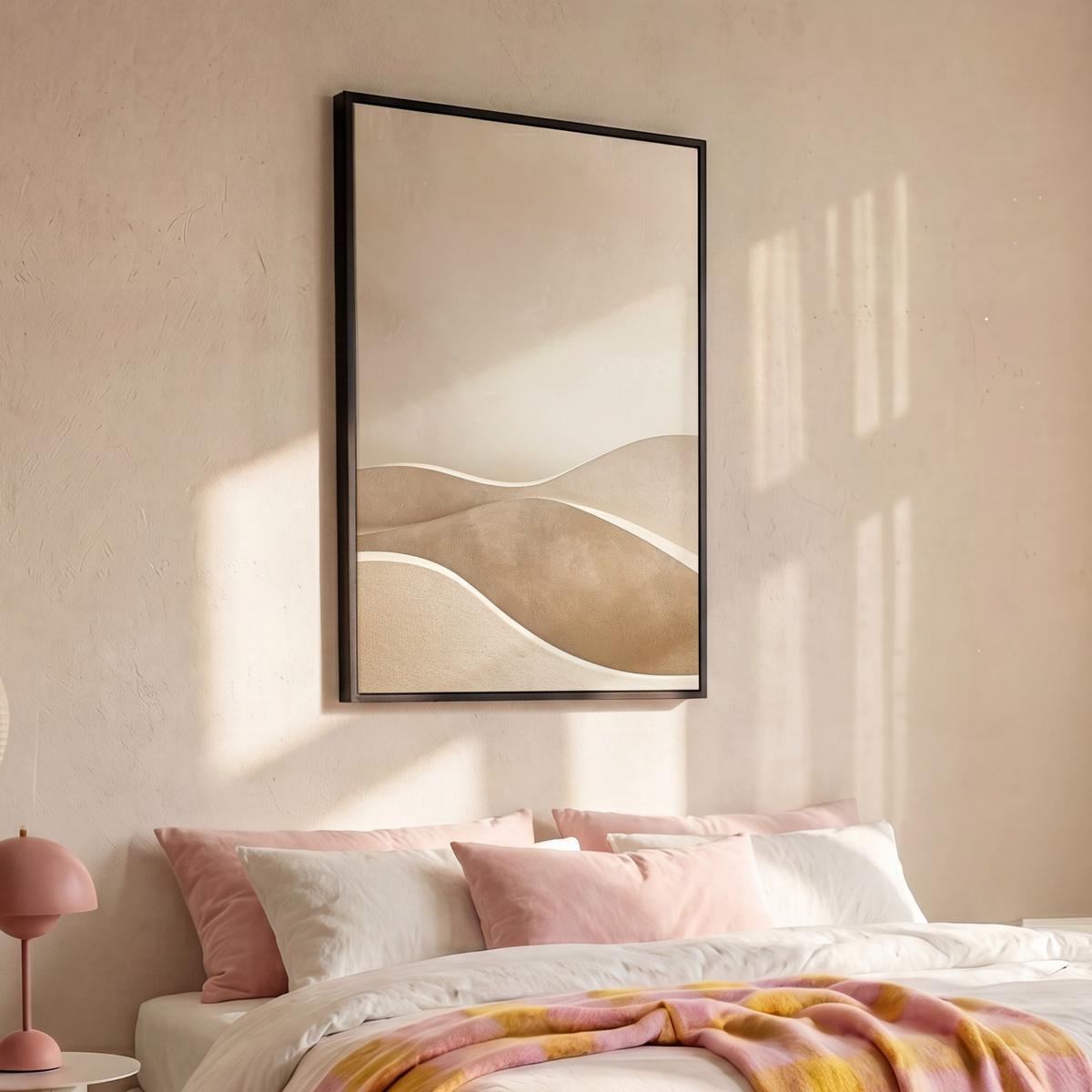 LEINWAND Bilder mit Rahmen - Beige - Natur - Abstrakt - Modern - 90x140 - Beige, Textil (90/140cm) - MuchoWow