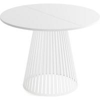 ESSTISCH Naro rund ausziehbar mit Weißem Lamellen-Metallgestell, Weiß 100-180/100/76 cm - Weiß, Holzwerkstoff/Metall (100/176/76cm) - WFL GROUP
