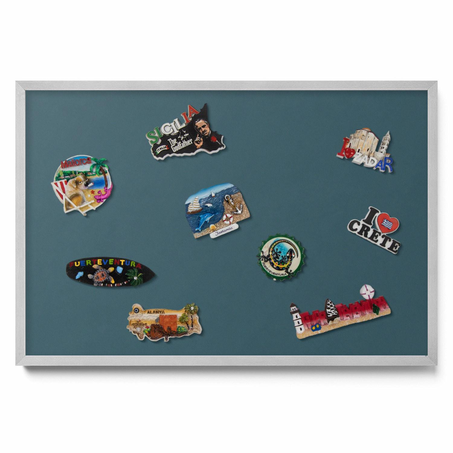 MAGNETTAFEL 60x40 cm Silberner Rahmen Dunkles Petrol - Türkis, Metall (60/50/0.4cm) - TULUP