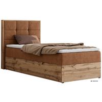 BOXBETT ALBERO 1 90/200 - Orange Stukture - Topper T25 - H3 - Links - Schwarz/Orange, Kunststoff/Textil (90/200cm) - MKS