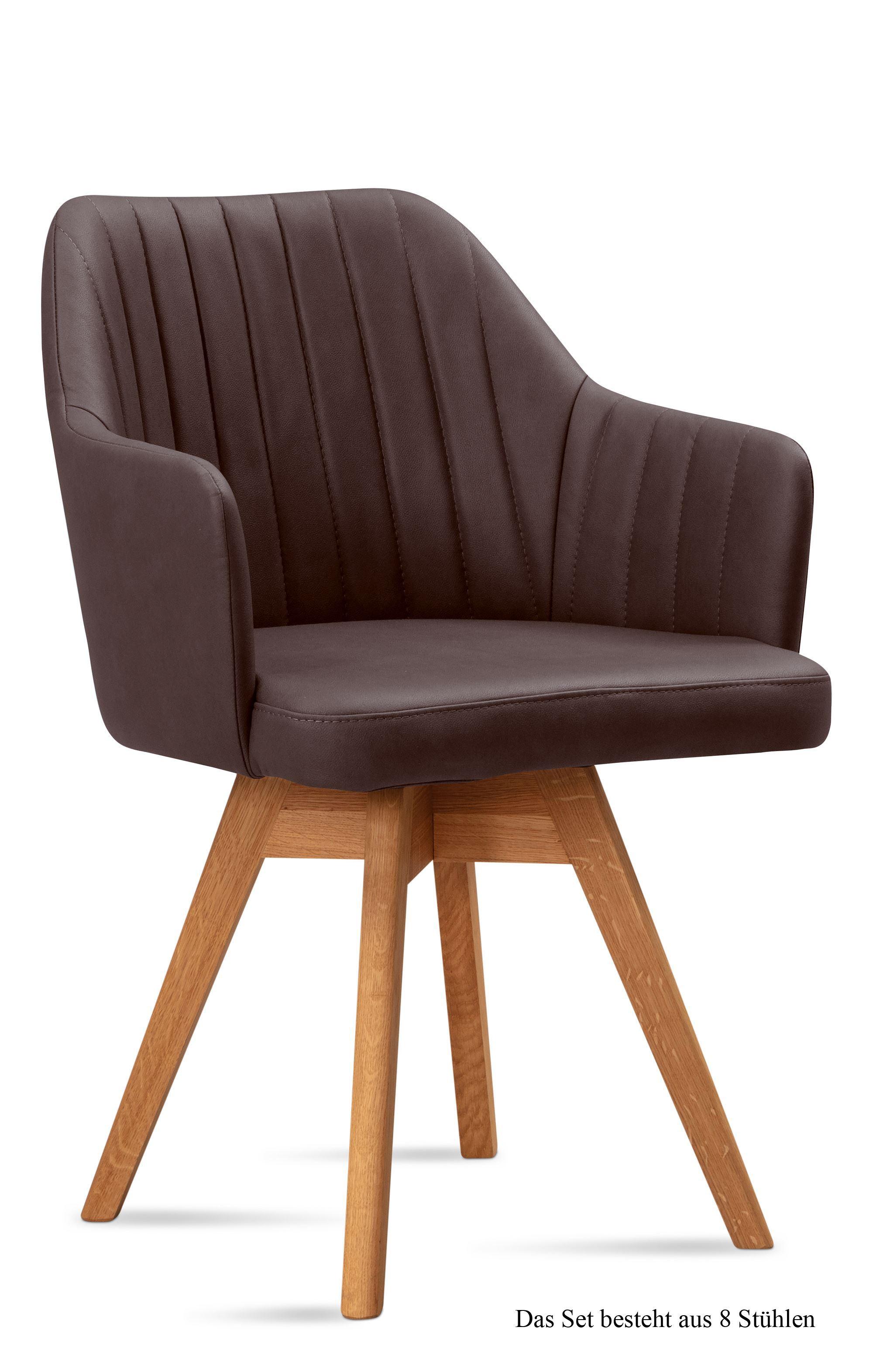 ARMLEHNSTUHL drehbar (8er-Set) Dotty 58x81x60 Eiche geölt/Braun - Eichefarben/Braun, Kunststoff (60/81/58cm) - 58aufmkessel