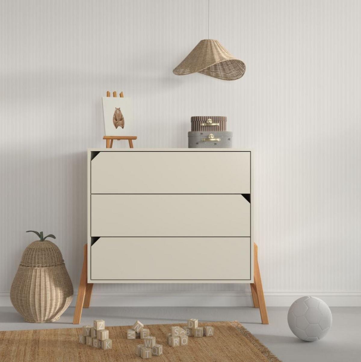 KINDERKOMMODE Lotta – rustikale Eleganz und Funktionalität Beige - Beige, Holzwerkstoff (107/93/50cm) - RAUMHIRSCH FURNITURE