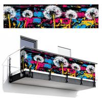 BALKON-SICHTSCHUTZ Straßenkunst - Bunt - Wand Deko XXL 500x130 cm - Schwarz, Kunststoff (500/130cm) - MuchoWow