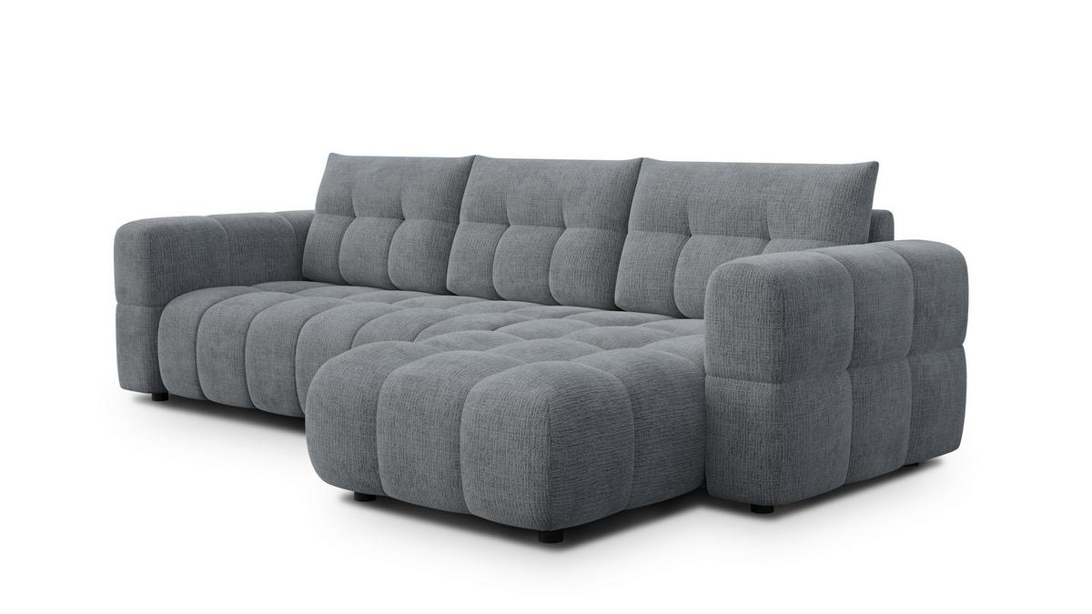 ECKSOFA CLOUDI 4-Sitzer rechts, dunkelgrau - Dunkelgrau/Schwarz, Holz/Textil (294/160cm) - Wozimo