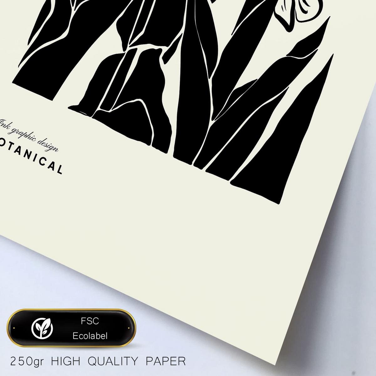 POSTER Set Mit 6 In Schwarzer Tinte Tropische Tinten Kunstdrucke Im Skizzenstil Für Innenarchitektur A3 & A4 Schwarzer Rahmen - Schwarz, Papier (29/3cm) - Nacnic