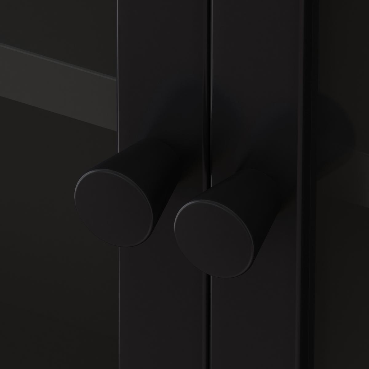 WANDSCHRANK 120cm Metall 4 Türen Graues Glas - Schwarz, Metall (120/70/23cm) - Urban Meuble