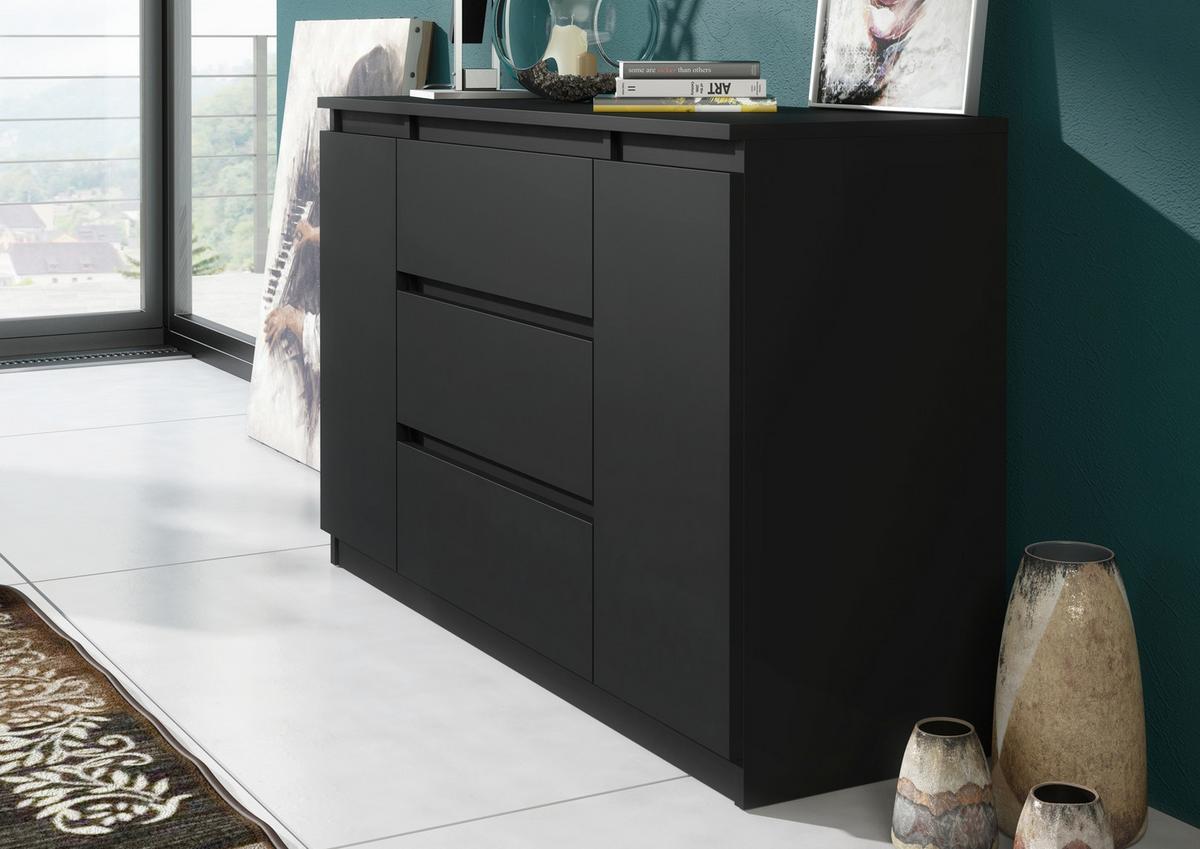 KOMMODE Schwarz 120/79/39 - Schwarz, Holzwerkstoff (120/79/39cm) - RAUMHIRSCH FURNITURE