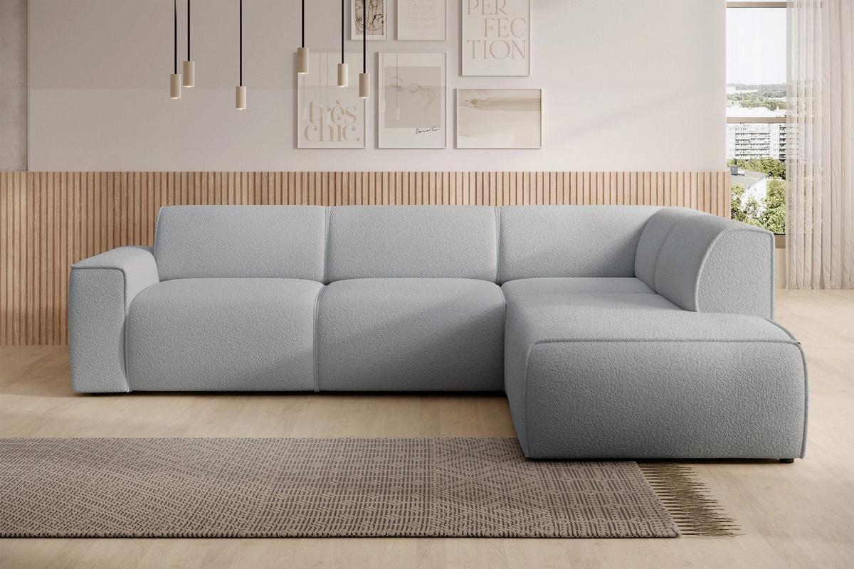 ECKSOFA Bouvi Hellgrau rechts - Hellgrau/Schwarz, Kunststoff/Textil (220/292cm) - Selsey