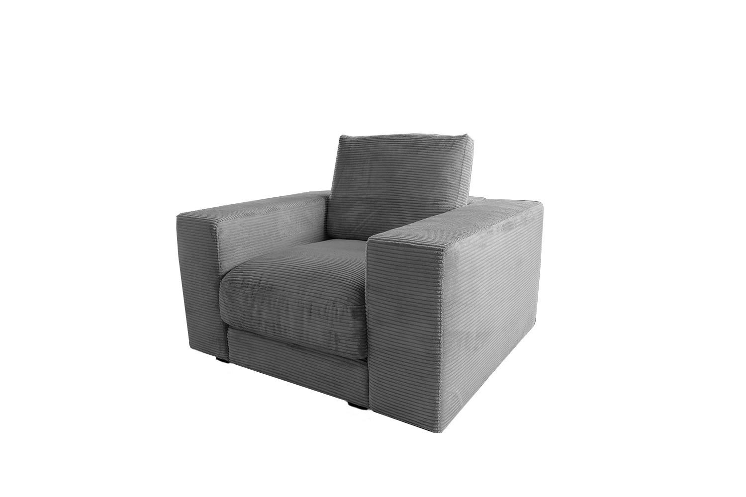 SESSEL MADELINE Grau Cord - Schwarz/Grau, Kunststoff/Textil (119/88/106cm) - KAWOLA