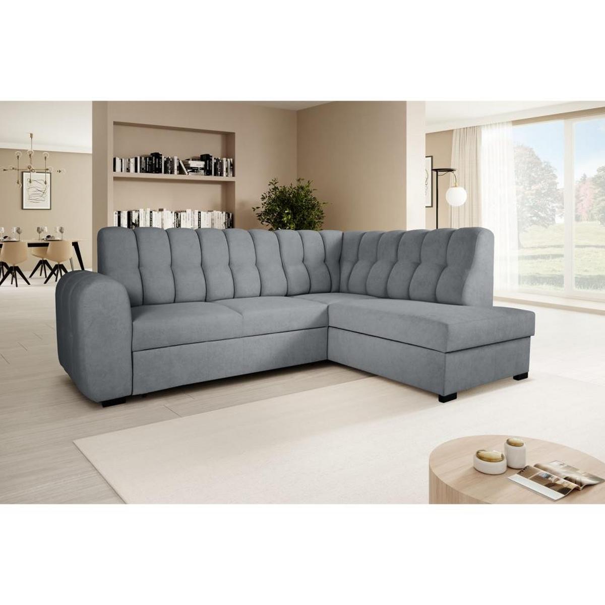 ECKSCHLAFSOFA Zoja rechts grau - Schwarz/Grau, Textil (261/193cm) - Beautysofa