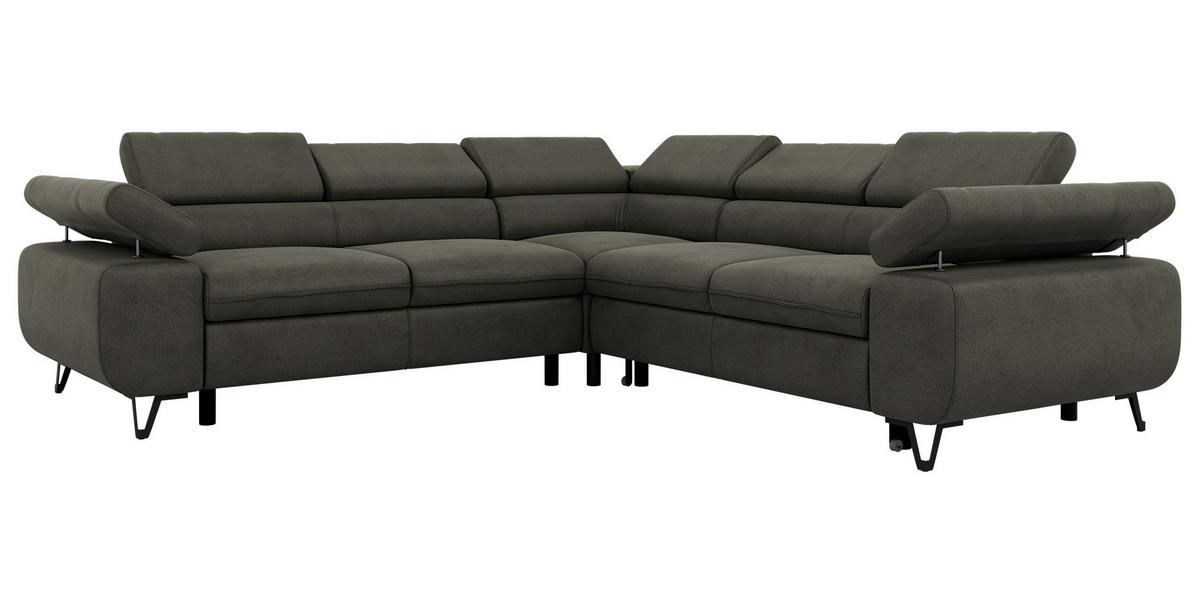 ECKSOFA QUADRO L - Anthrazit Velvet - Links Seite - Anthrazit/Schwarz, Textil/Metall (269/269cm) - MKS