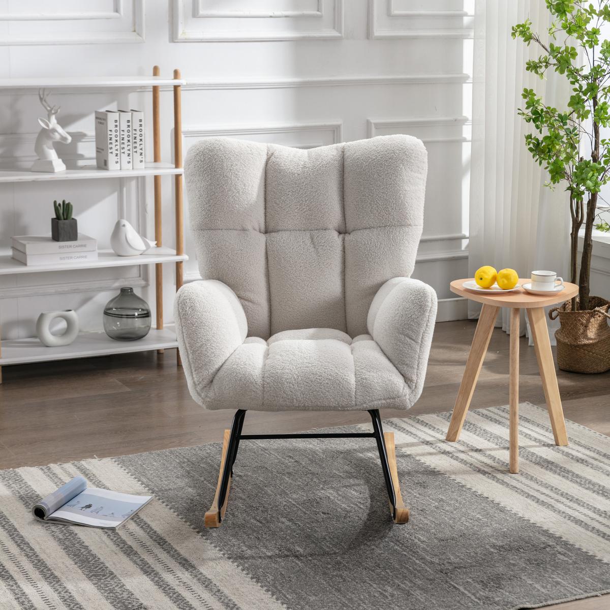 SCHAUKELSESSEL Weiß - Weiß, Holz/Textil (70/95/80cm) - Urban Meuble