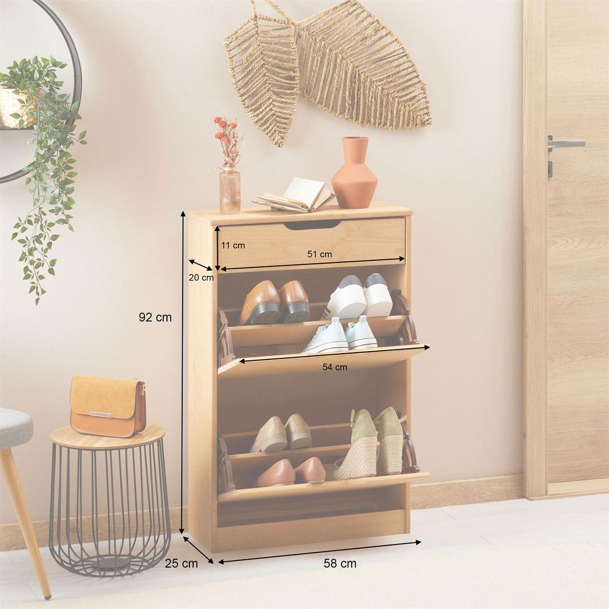 SCHUHSCHRANK BASIL - Braun, Holz (58/93/25cm) - IDIMEX
