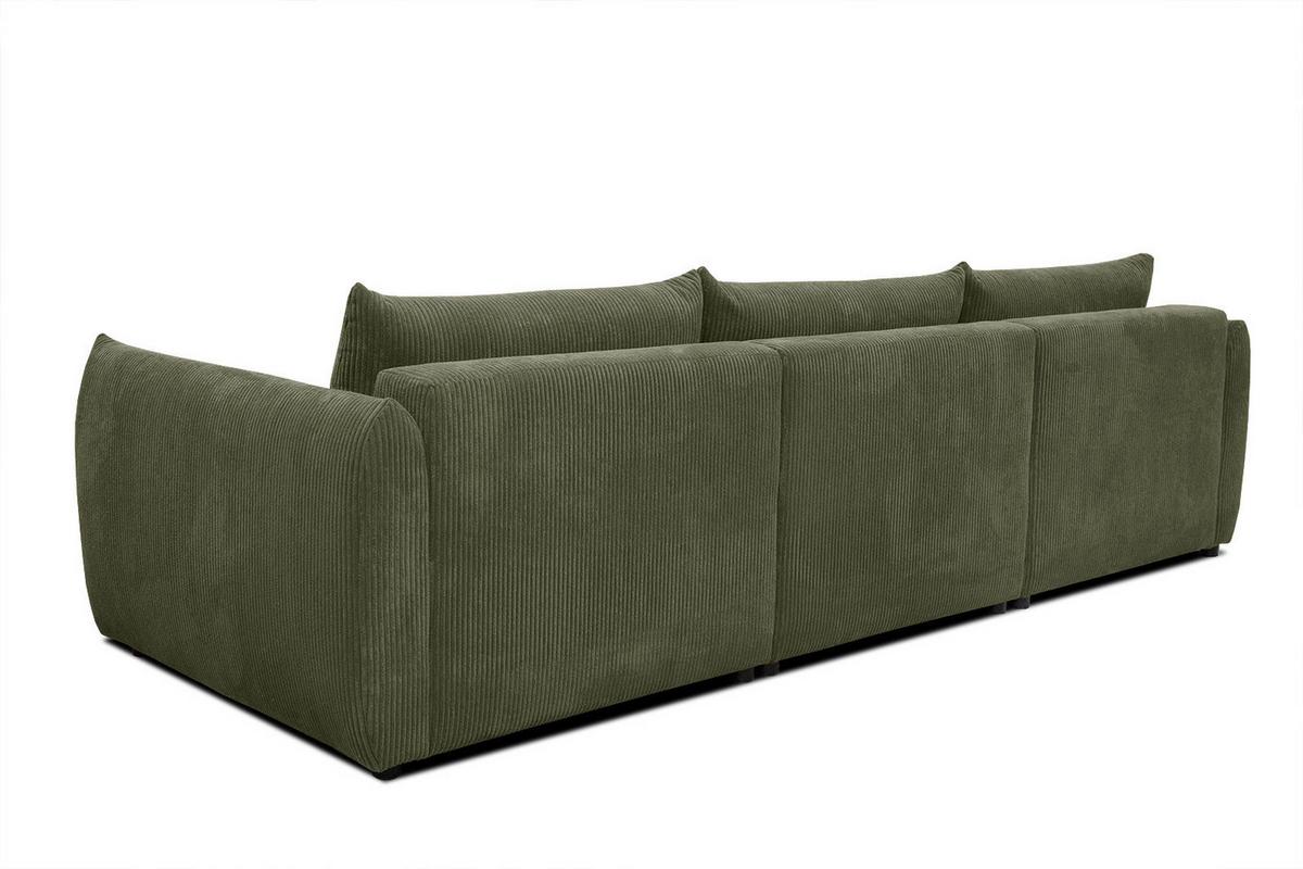 ECKSOFA TAUER 5-Sitzer, olivgrün - Schwarz/Olivgrün, Holzwerkstoff/Kunststoff (173/294cm) - Wozimo