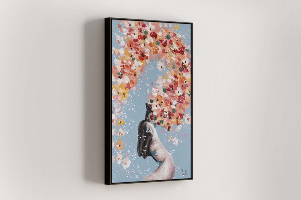 ACRYLBILD HANDGEMALT 60/90 cm - Blau/Pink, Holz/Textil (60/90cm) - KUNSTLOFT