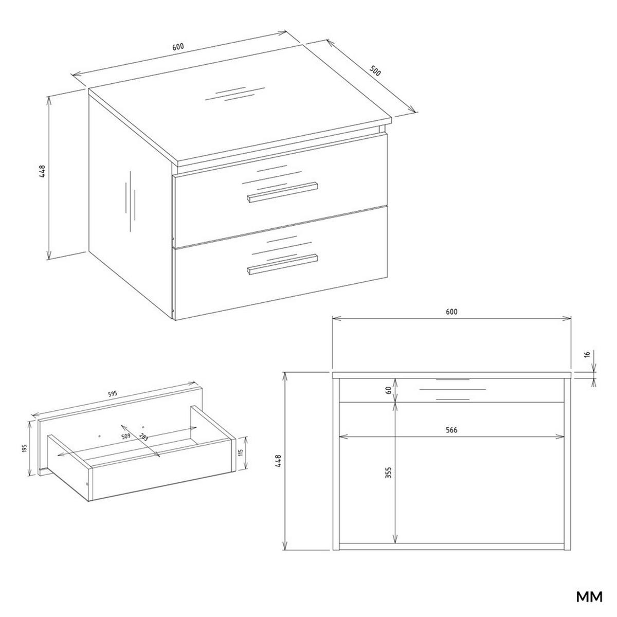 WASCHBECKENUNTERSCHRANK Weiß 60/45/50 - Weiß, Holzwerkstoff (60/45/50cm) - RAUMHIRSCH FURNITURE