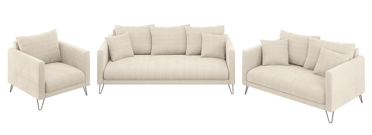 SESSEL Harmony Beige Chenille - Beige/Schwarz, Holz/Textil (80/85/100cm) - S-Style Möbel