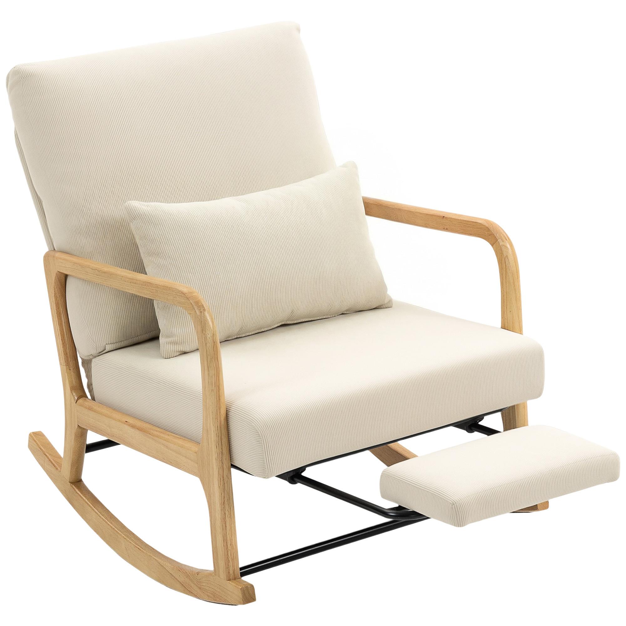 SCHAUKELSESSEL Polyester Cremeweiß - Creme/Naturfarben, Holz/Textil (70/97.5/89cm) - HOMCOM