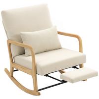 SCHAUKELSESSEL Polyester Cremeweiß - Creme/Naturfarben, Holz/Textil (70/97.5/89cm) - HOMCOM
