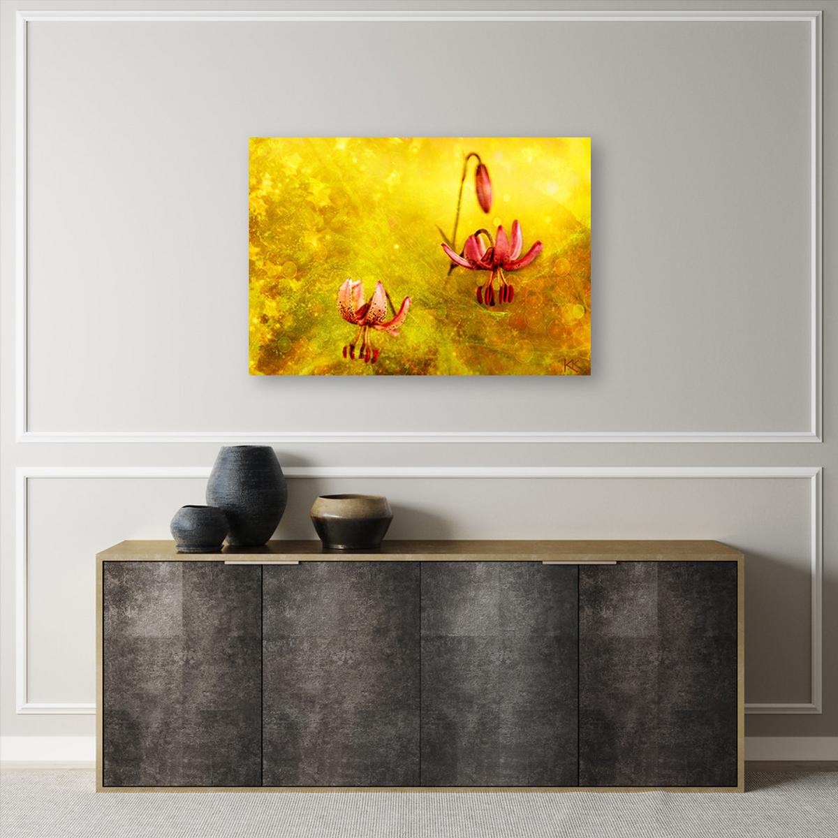 WANDBILD tulpenblüten natur gelb - Gelb, Textil (60/40cm) - Feeby