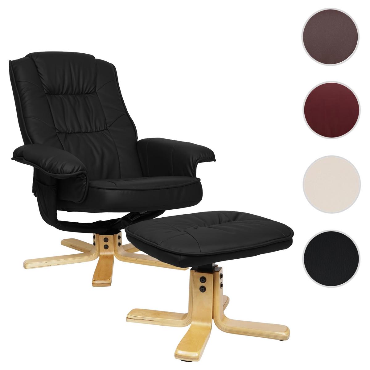 RELAXSESSEL MIT HOCKER Schwarz - Schwarz, Textil (80/100/105cm) - MCW
