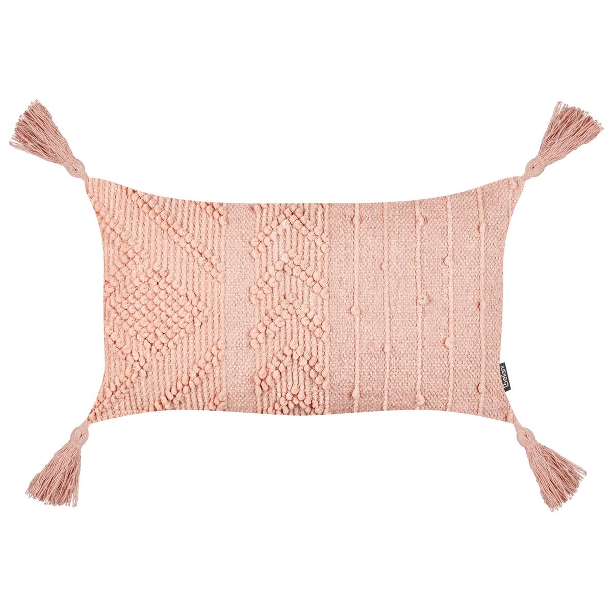 DEKOKISSEN 2er-Set Pfirsichrosa 30/50 cm Valvaria - Pink, Naturmaterialien (50/30cm) - Beliani