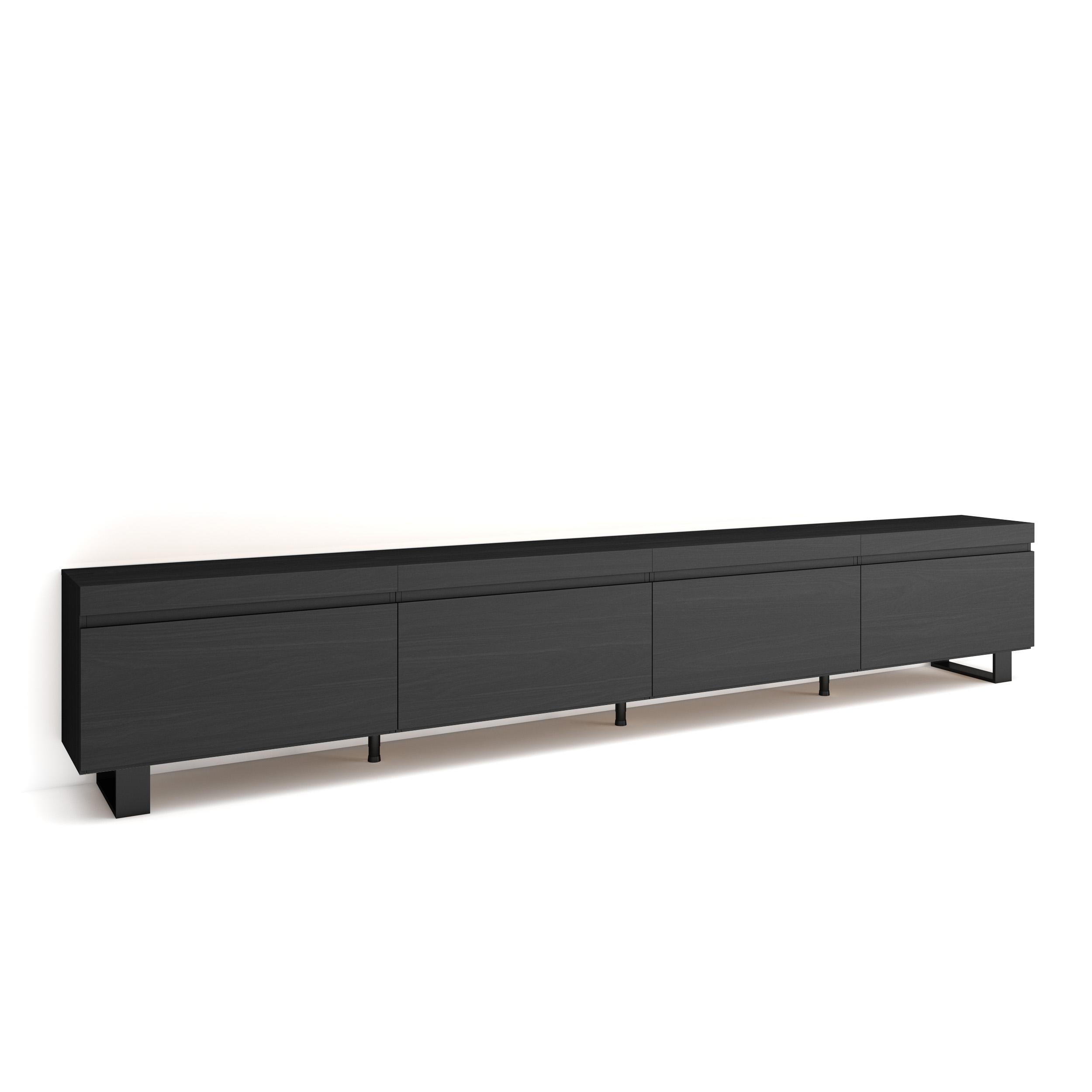 LOWBOARD, Tv-Schrank, Schwarz, 320/35/57cm - Schwarz, Holzwerkstoff (320/57/35cm) - Skraut Home