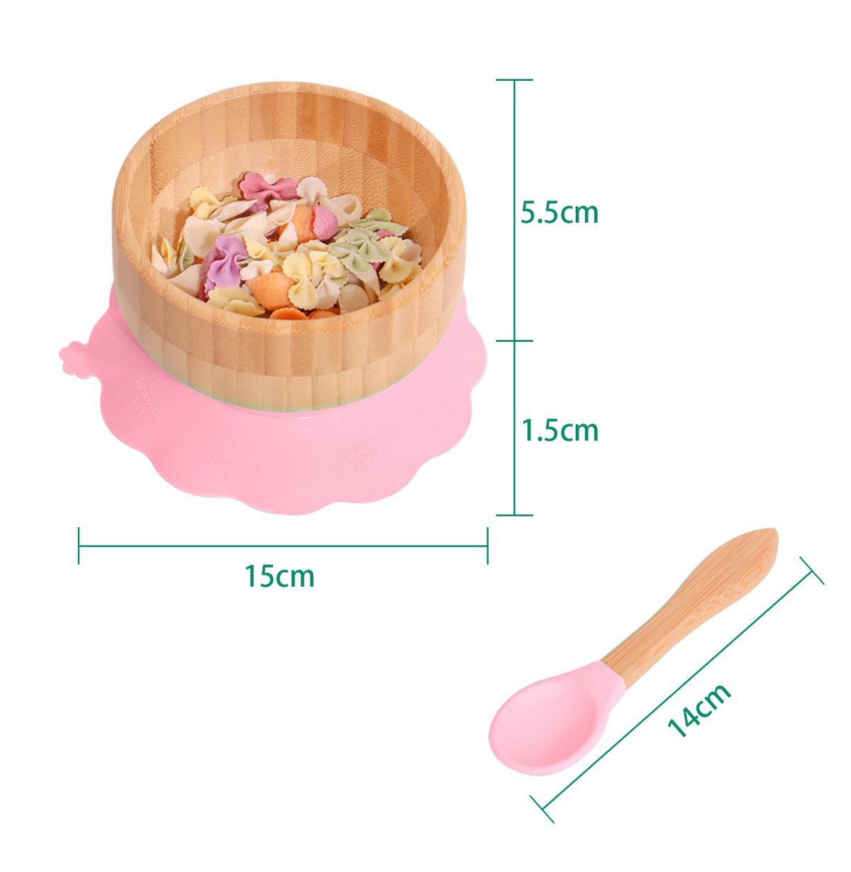 BAMBUSSCHALEN-SET für Babys - Rosa, Naturmaterialen (15/5.5/15cm) - Intirilife