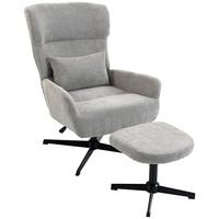 RELAXSESSEL-MIT-HOCKER 2er Set Polyester Grau - Schwarz/Grau, Textil/Metall (88/104/71cm) - HOMCOM