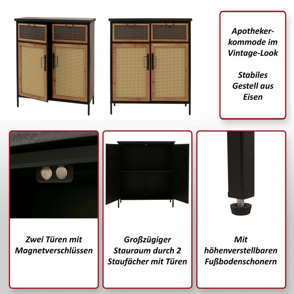 APOTHEKERKOMMODE Multicolor - Multicolor, Metall (80/94/35cm) - MCW
